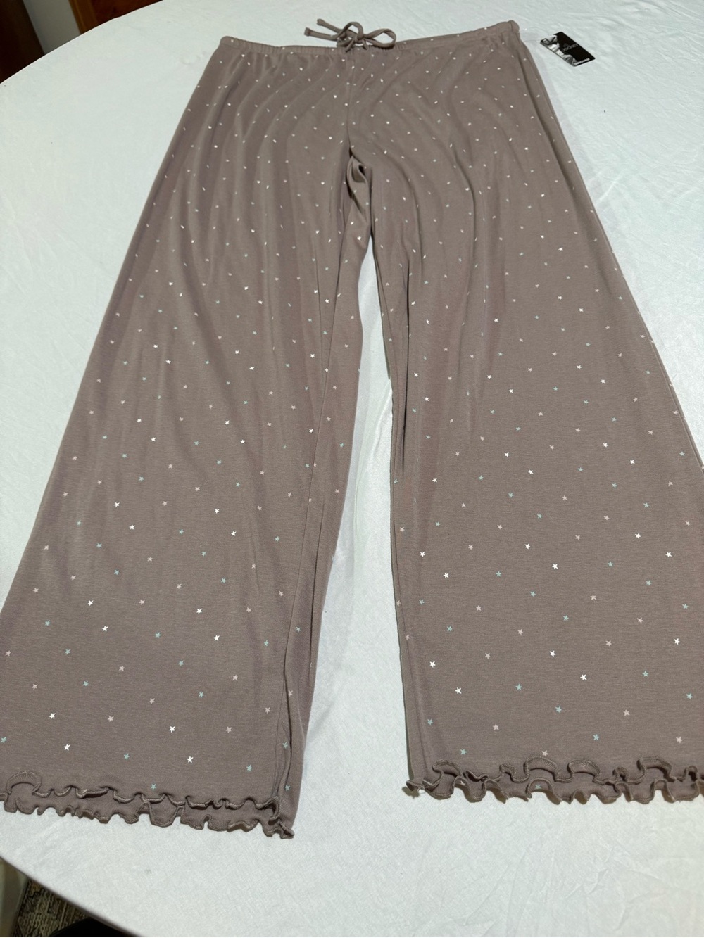 Jockey Taupe Star-Print Wide-Leg Pajama Pants